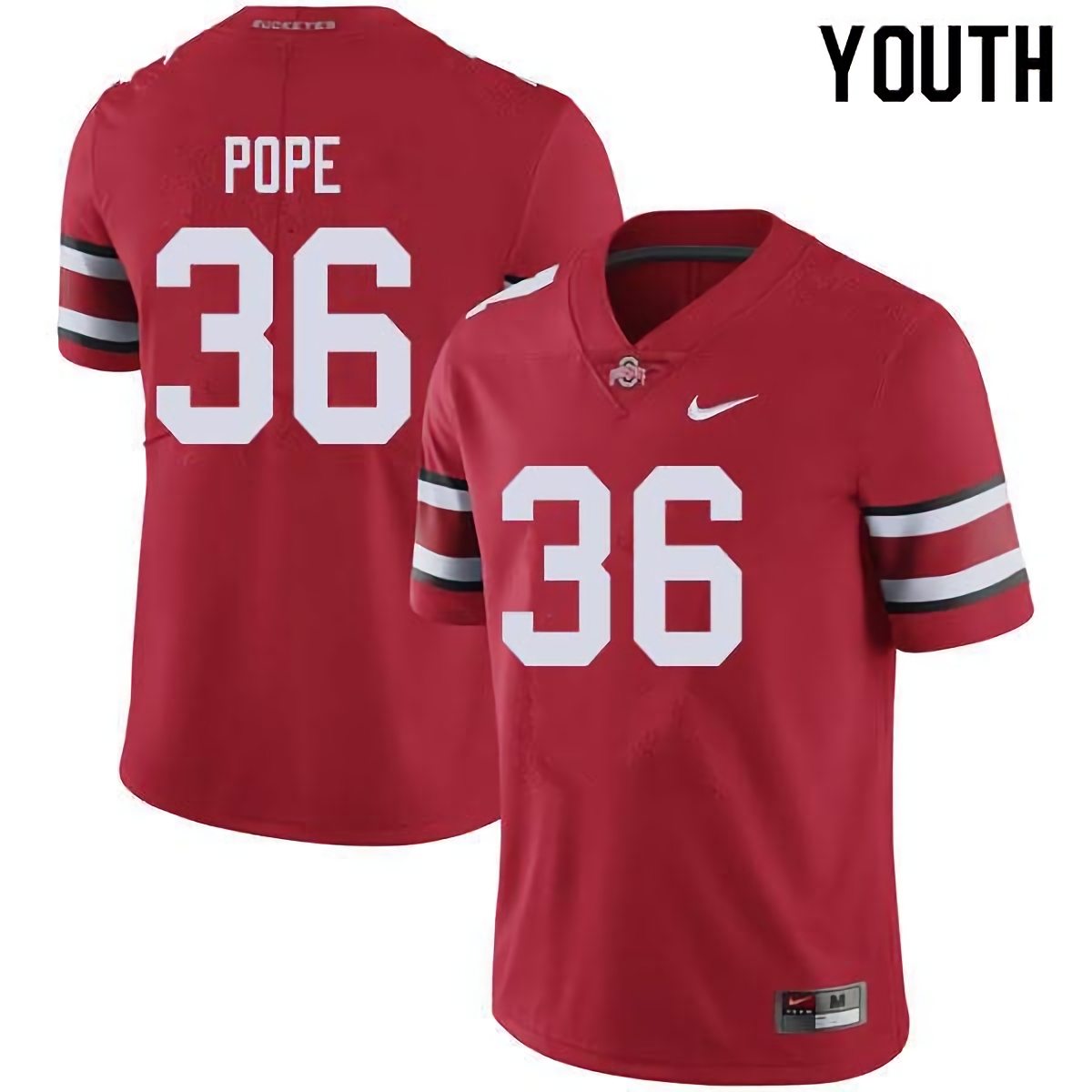 K'Vaughan Pope Ohio State Buckeyes Youth NCAA #36 Nike Red College Stitched Football Jersey GOS2556AO